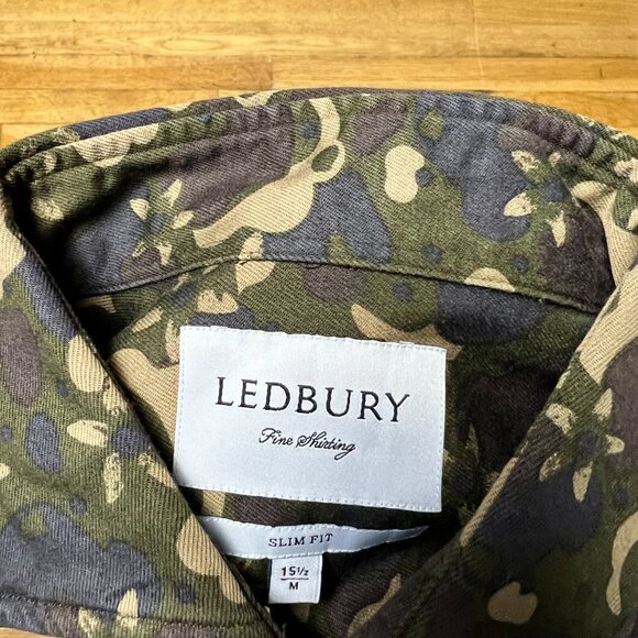 Ledbury Mens Camo Floral Pattern Long Sleeve Button Down Shirt Size 15.5 - Picture 3 of 8